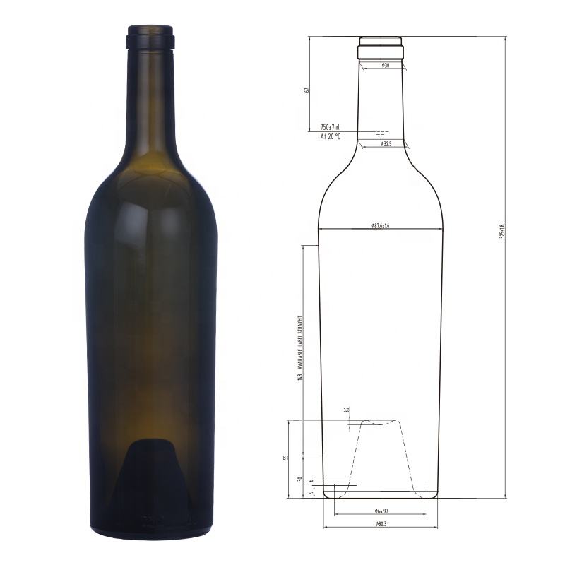 China 1200g Bordeaux Tapered Cork  Wine Glass Bottle Manufacturer, Manufacturers