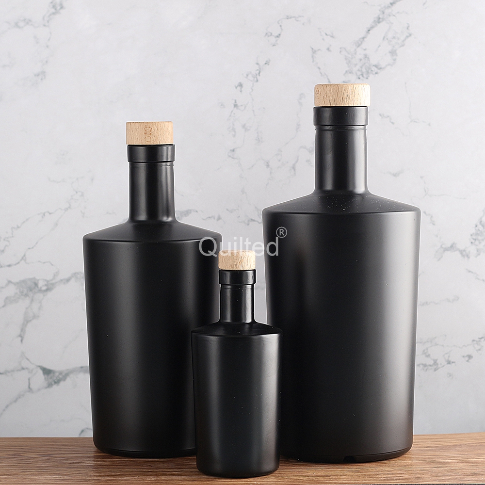 China 250 ml matte black and clear liquor glass bottle with cork  Manufacturer, Suppliers