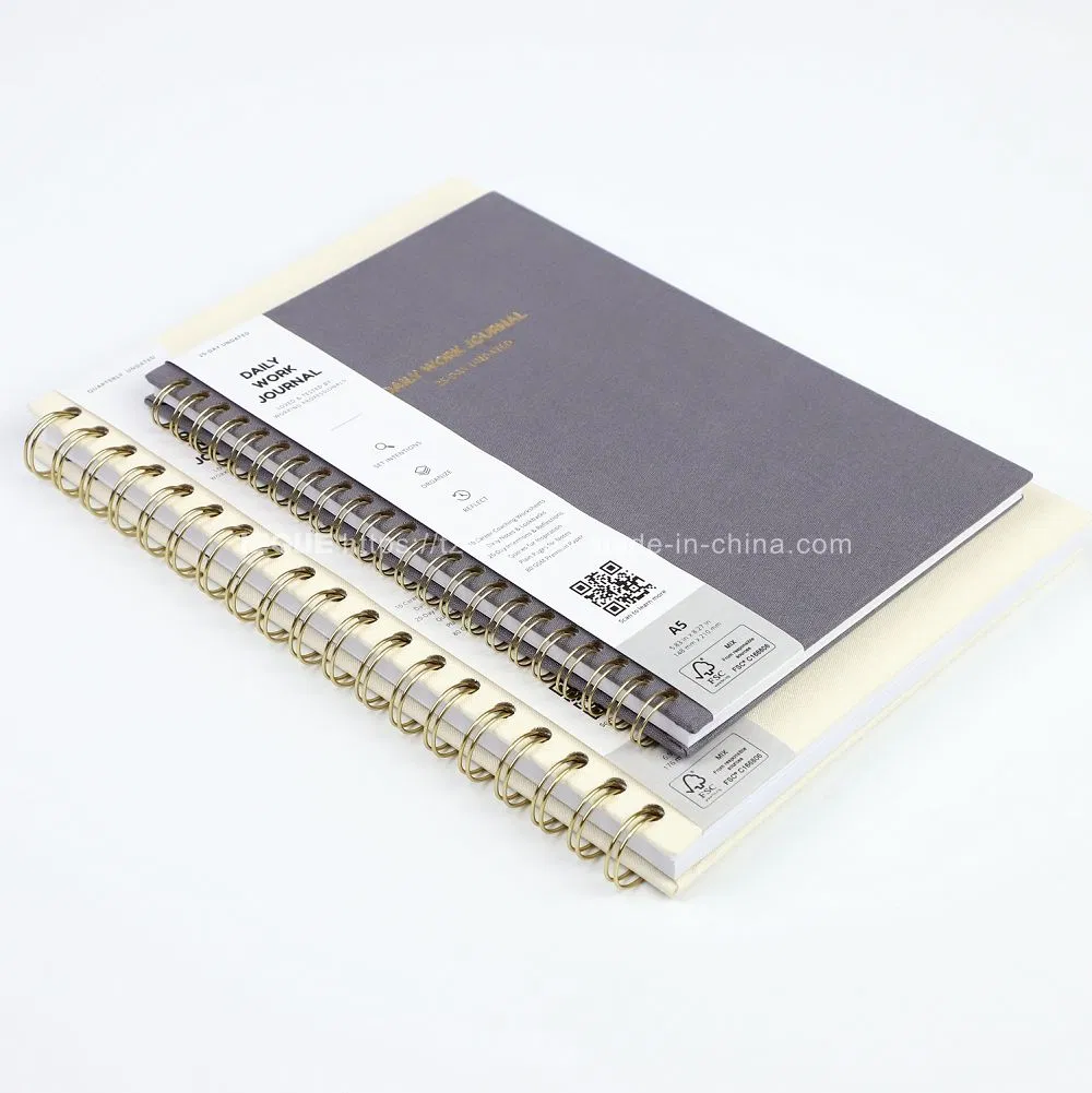 Original Gray Almond Black Pink Color Fabric Covers My Daily Self Care Journal Wellness Gratitution Mental Health Journal