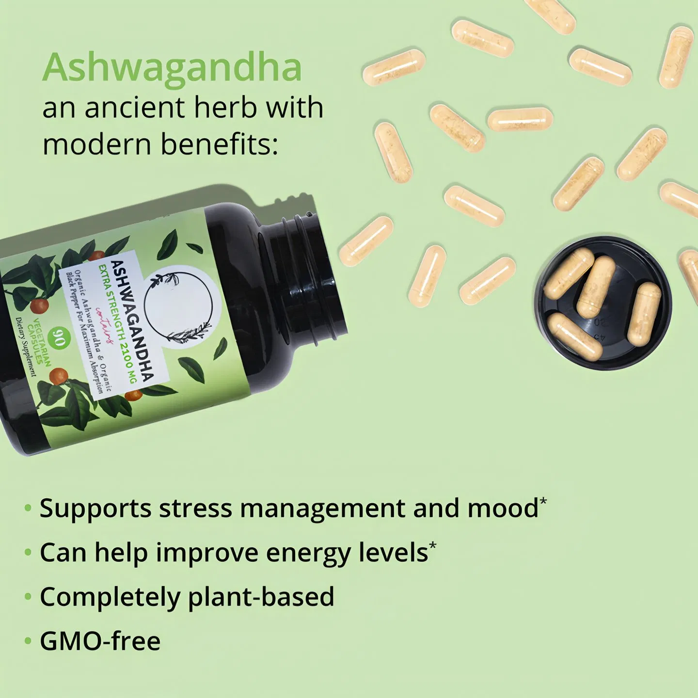 OEM/ODM Private Label Vegetarian Ashwagandha Gum 3000mg Sleep Aid Pills Stress Reduction Energy Supplement