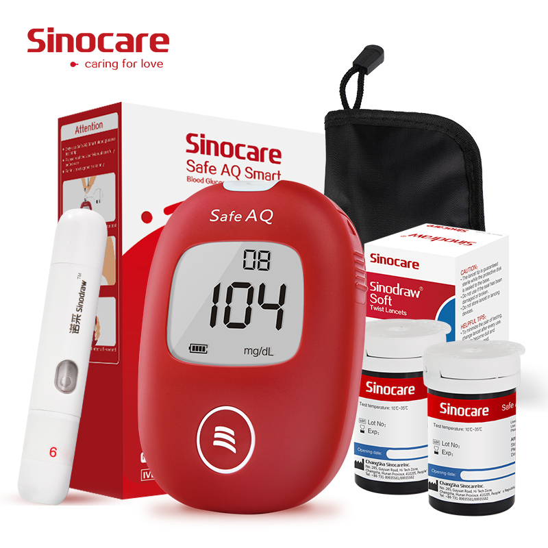 Sinocare Glucose Meter Blood Glucose Household Meter Health Care with 50 Pcstest Strips Monitor Accurate for Diabetes