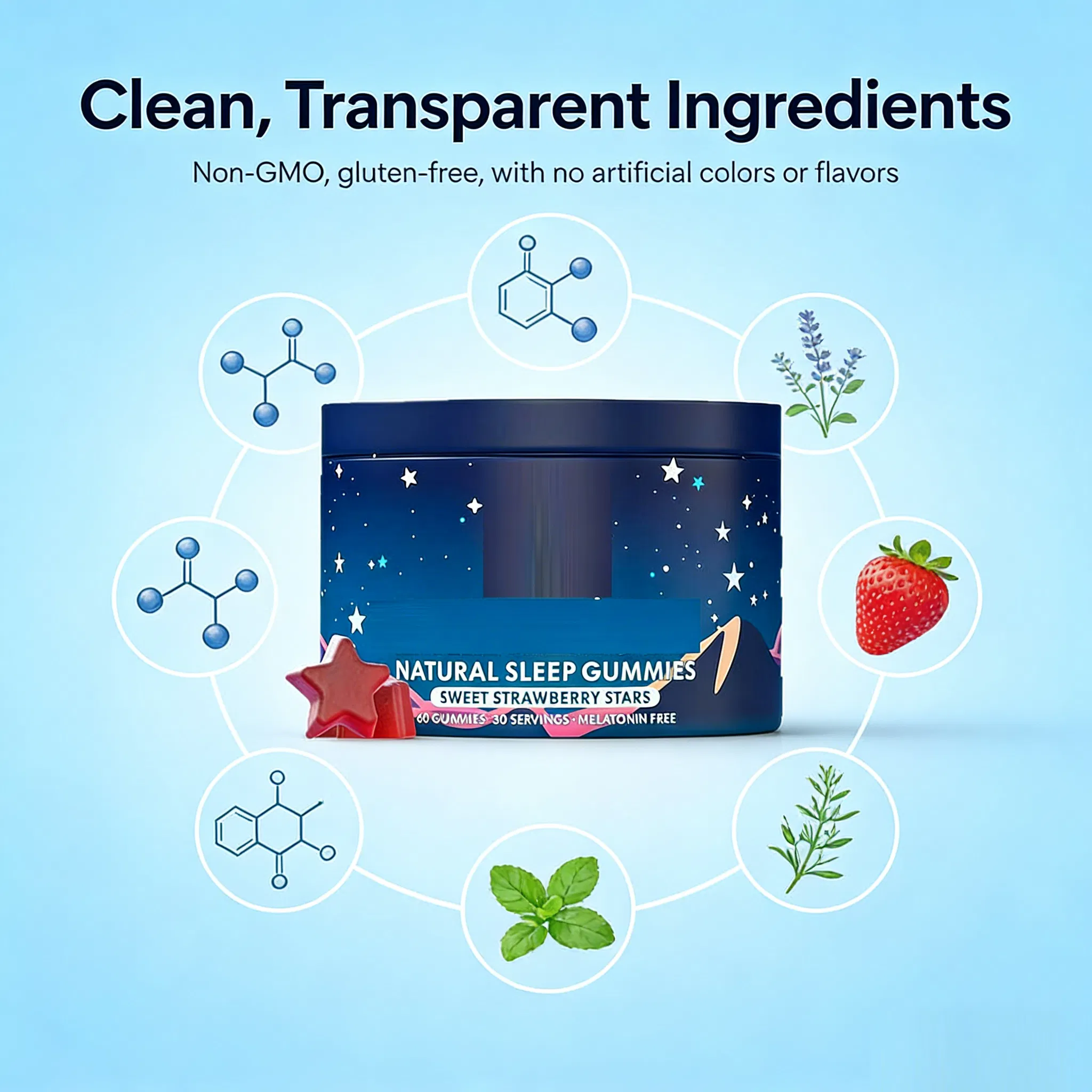 Vegan Melatonin Gummies - Natural Sleep Support Dietary Supplement for Better Rest