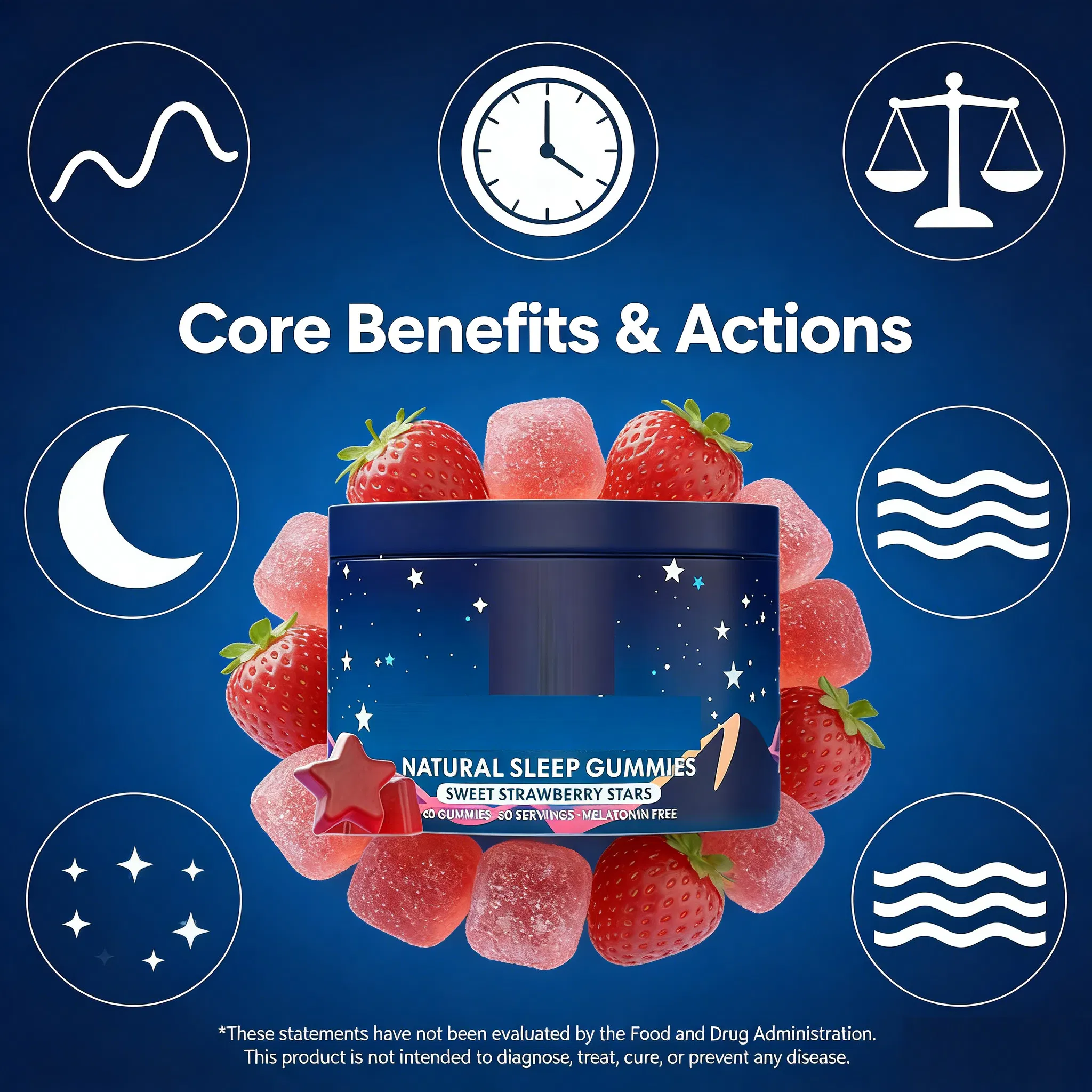 Sleep Melatonin Gummies - Vegan Dietary Supplement for Peaceful Sleep Nights