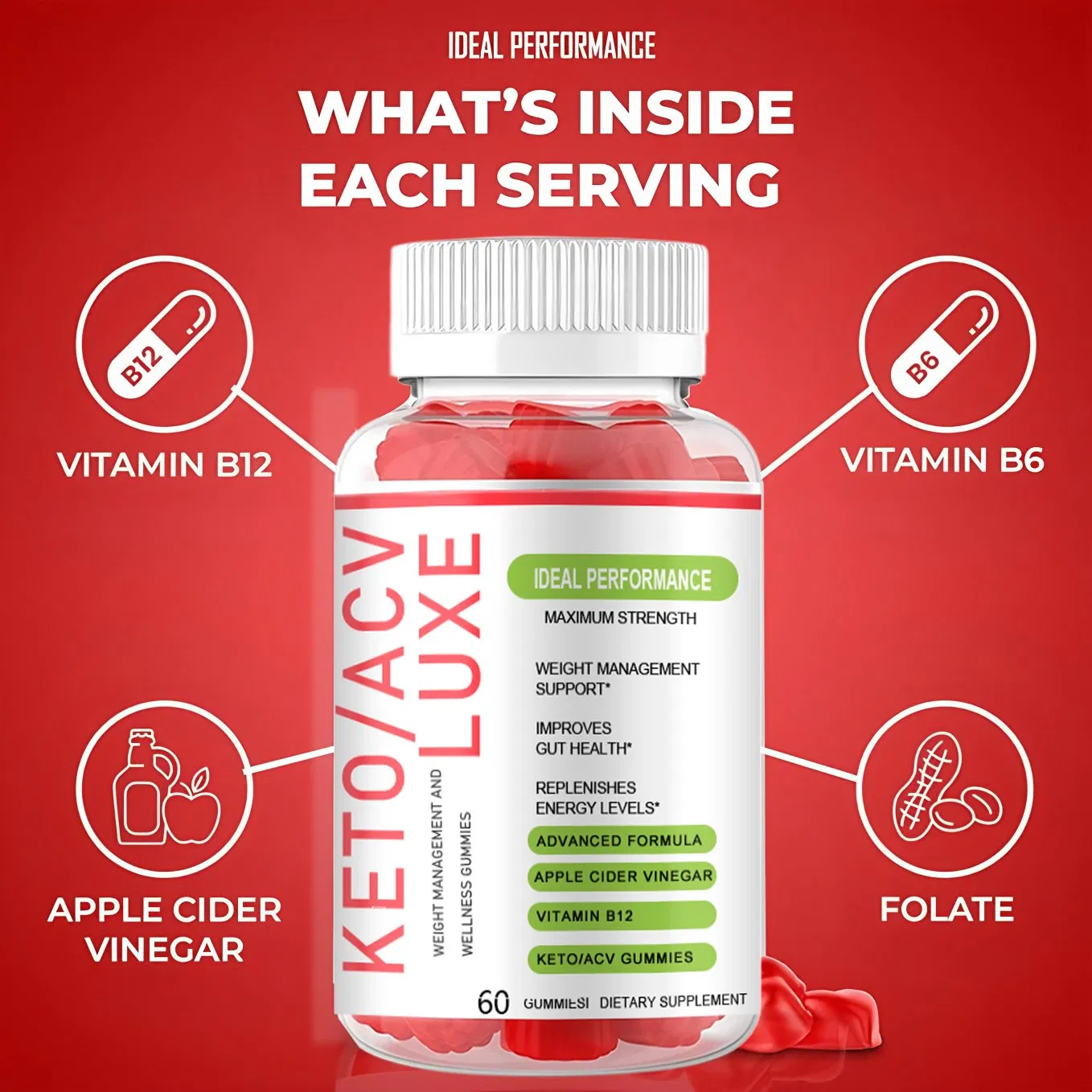 OEM/ODM Private Label Keto Acv Gummies, Supporting Weight Management with Apple Cider Vinegar Custom Logo Supplements