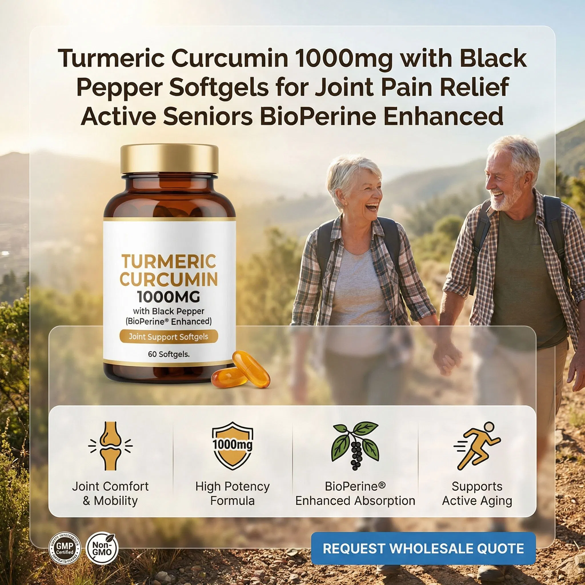 Joint Pain Relief Curcumin Softgels with Bioperine for Natural Support