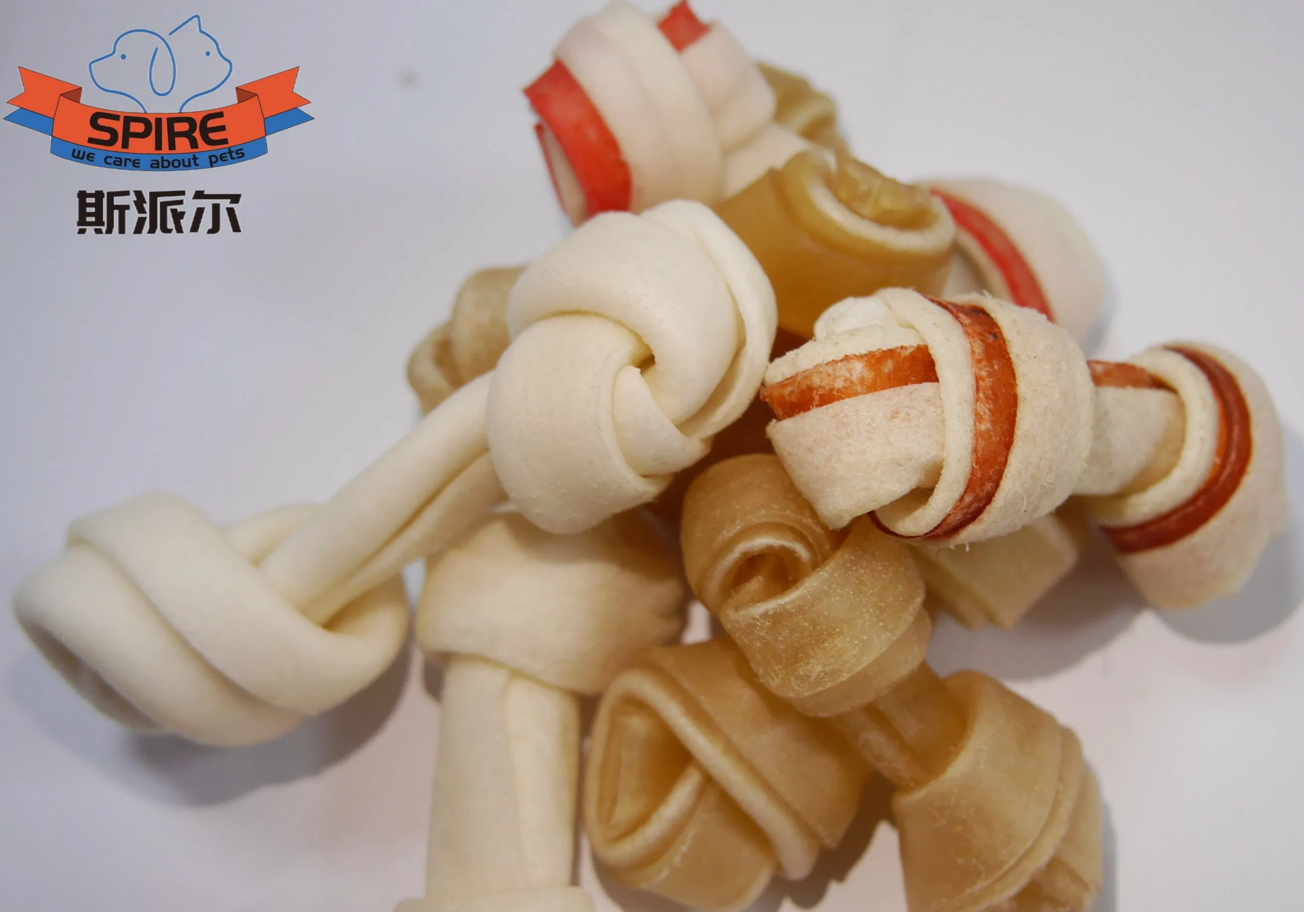 Hot Sale Fresh Flavor Dog Treats Snack Pet Supply OEM Rawhide Knot Bone