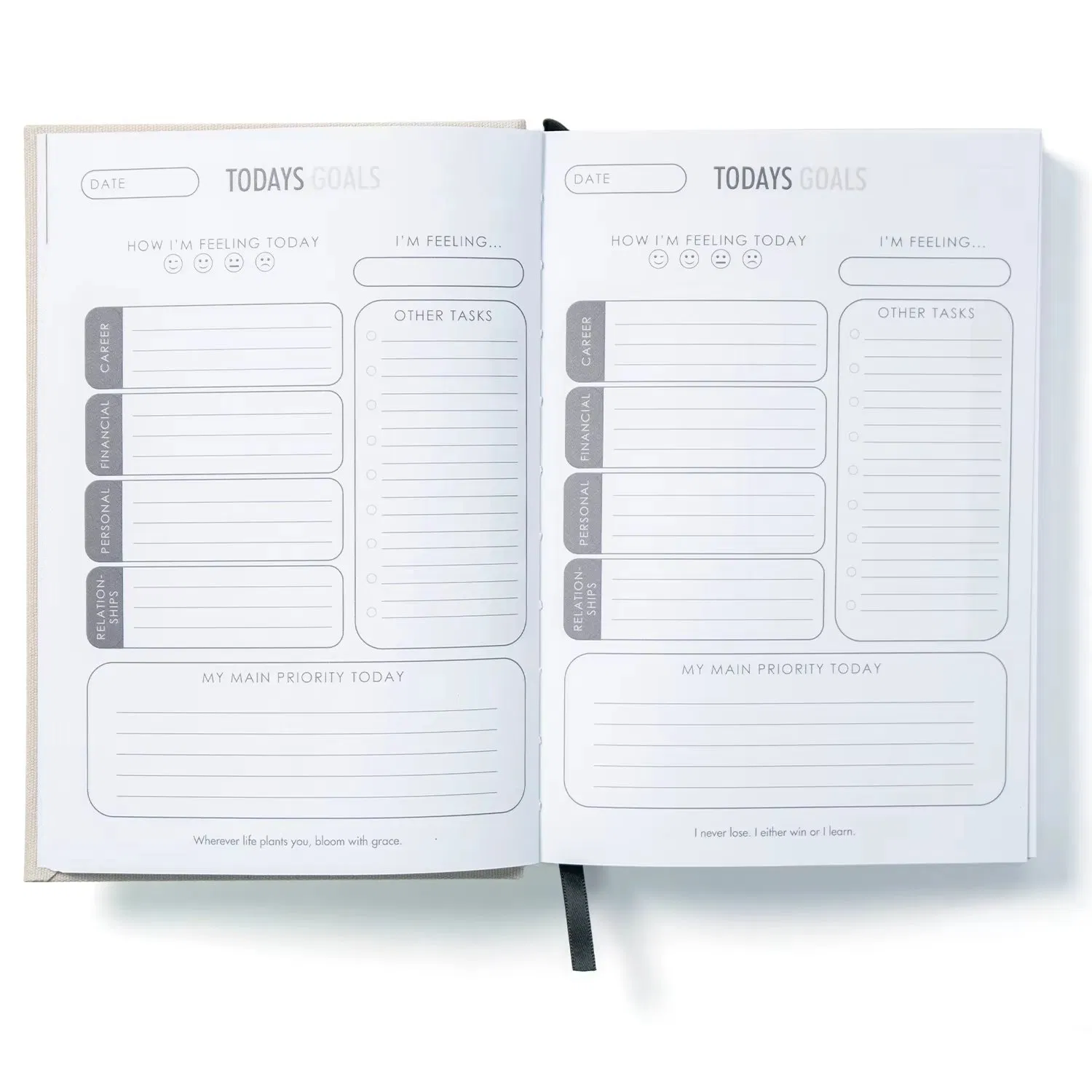 Custom Printing Linen Workbook Goal Manifestation Inspirational Diary Mental Health Planner Mindfulness Wellness Journal