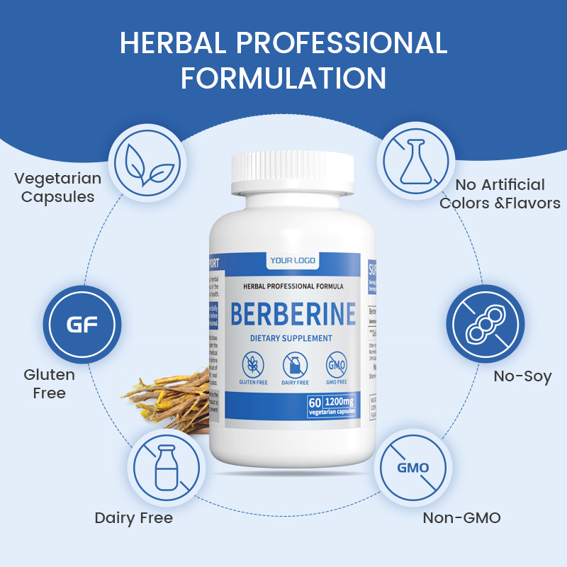 Premium Supplement for Blood Sugar Control &Colon Sensitivity 1200mg Berberine HCl Capsules Gut Flora &amp; Weight Management 30 Day Supply Berberine