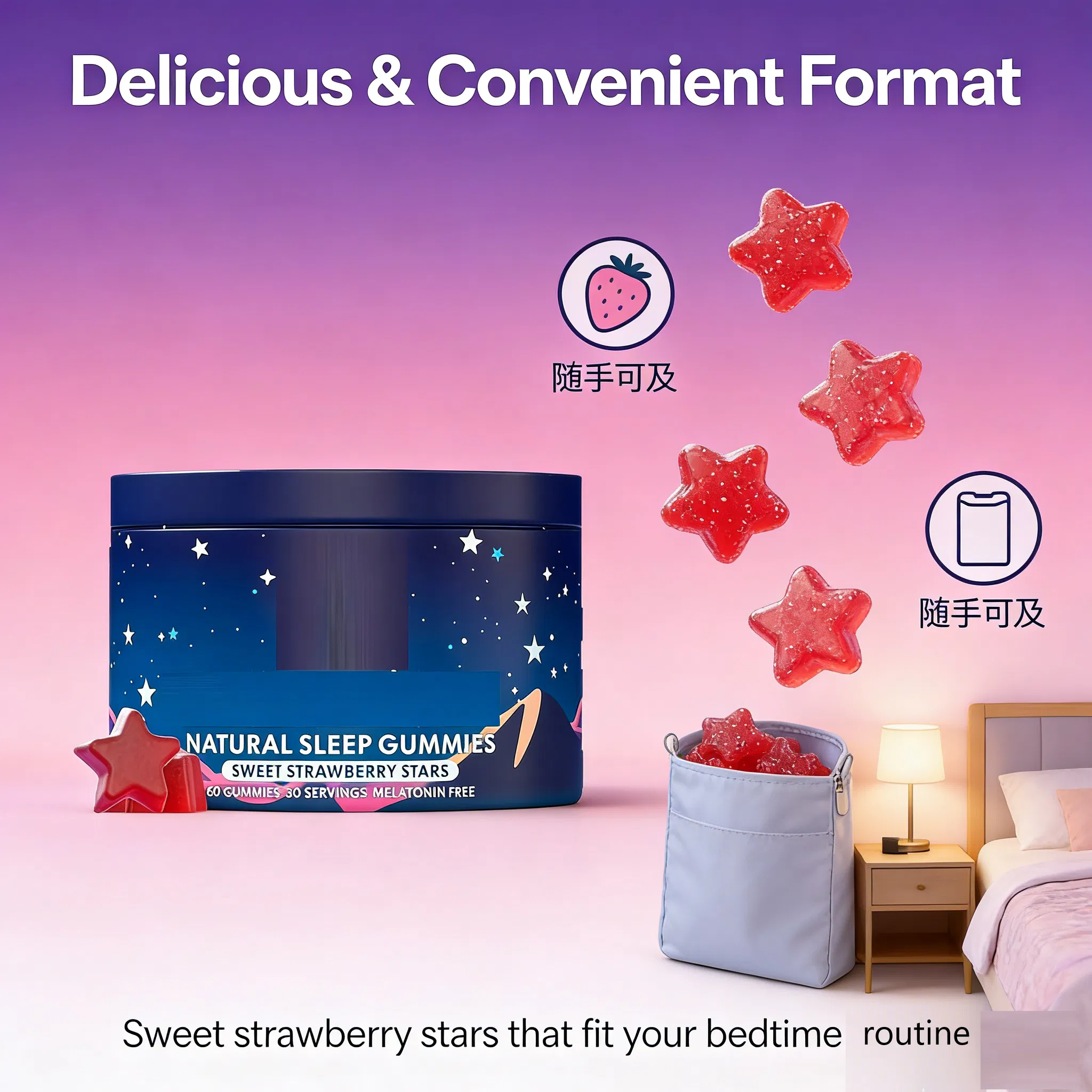 Vegan Melatonin Gummies - Natural Sleep Support Dietary Supplement for Better Rest