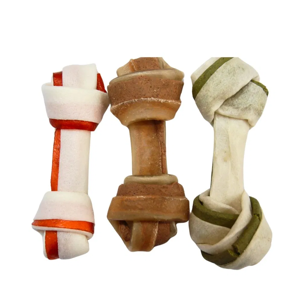Hot Sale Fresh Flavor Dog Treats Snack Pet Supply OEM Rawhide Knot Bone