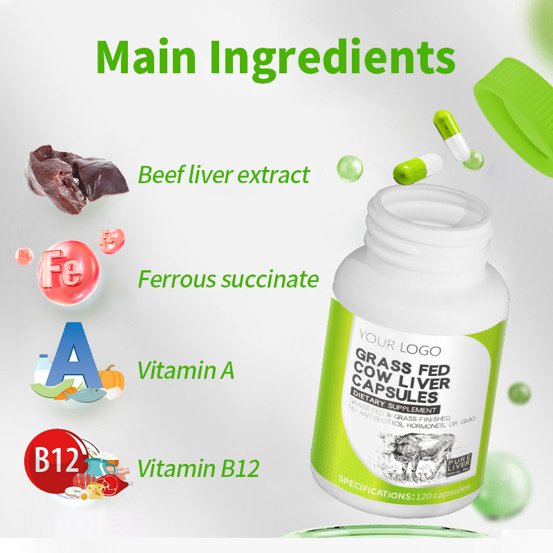 OEM Natural Herbal Extract Grass-Fed Beef Liver Capsules Nutritional Supplement