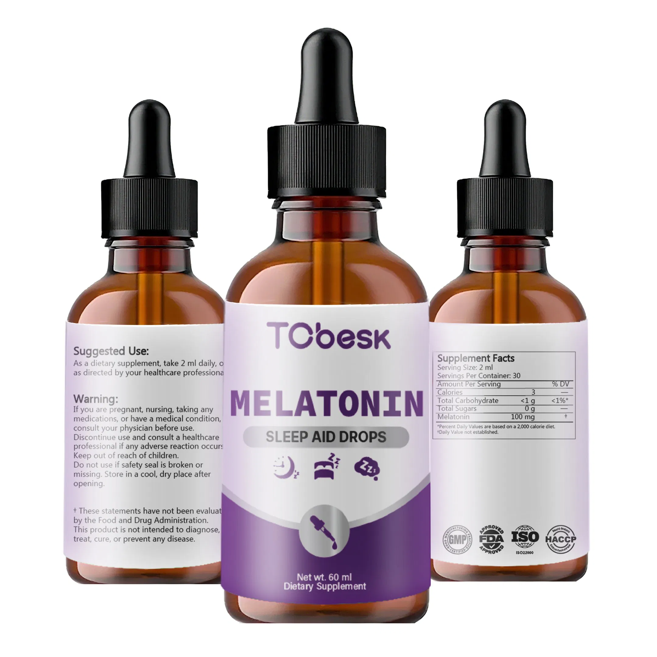 100% Drug-Free Tcbesk Melatonin Sleep Aid Drop Restful Sleep Promotion Dietary Supplements