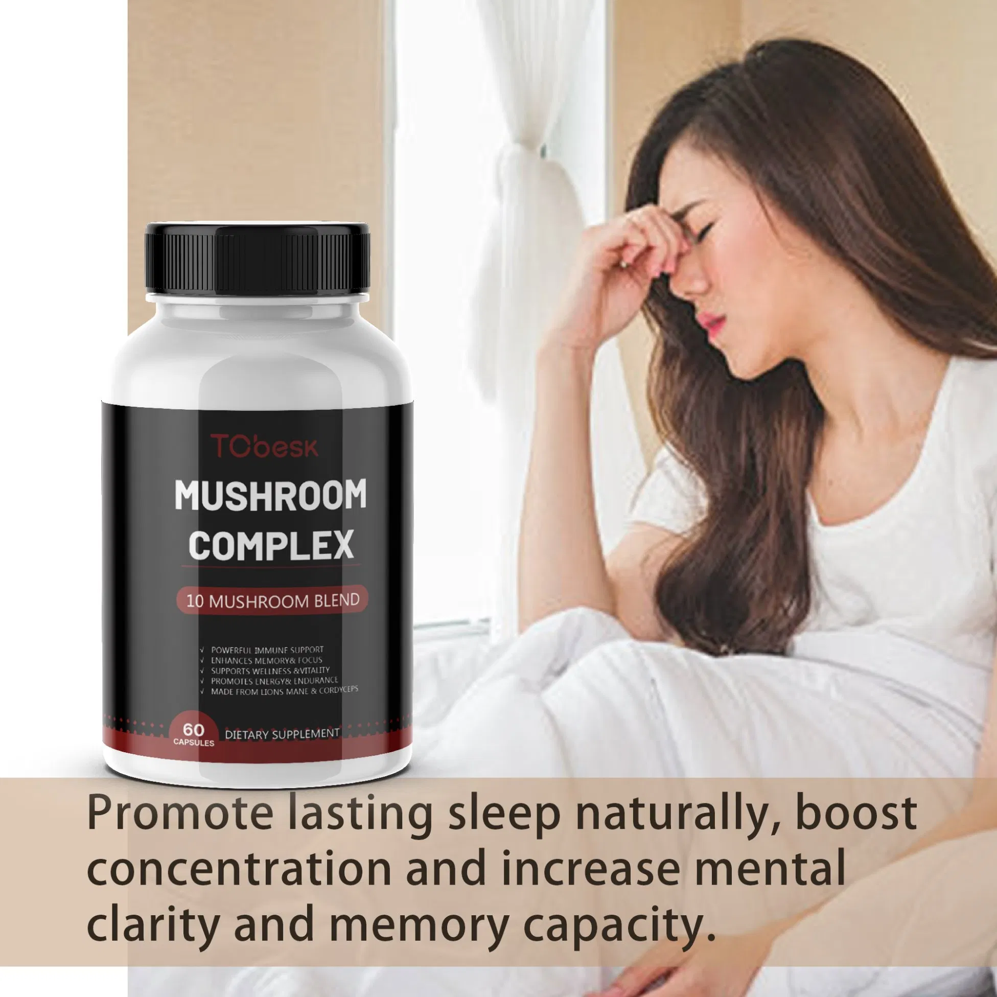 Mushroom Complex Capsules for Energy, Focus, Memory &amp; Overall Wellness Organic for Mental Clarity &amp; Performance