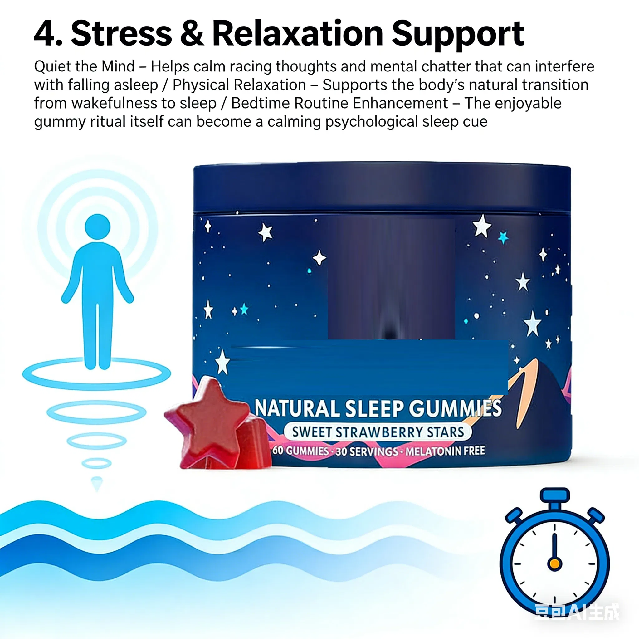 Sleep Melatonin Gummies - Vegan Dietary Supplement for Peaceful Sleep Nights