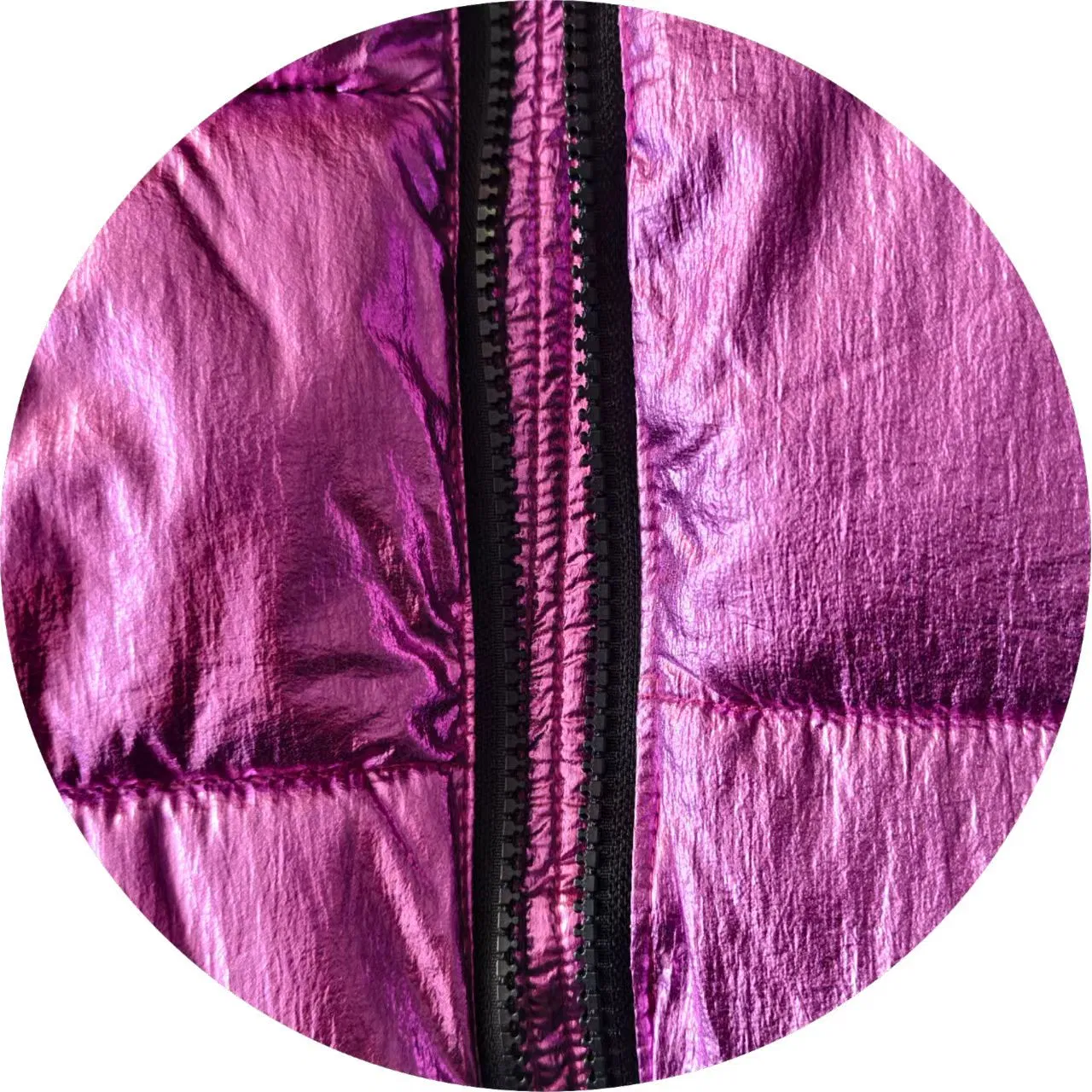 Girls' Winter Puffer Jacket - Shiny Metallic Pink High - Neck Quilted Coat for Cold Weather