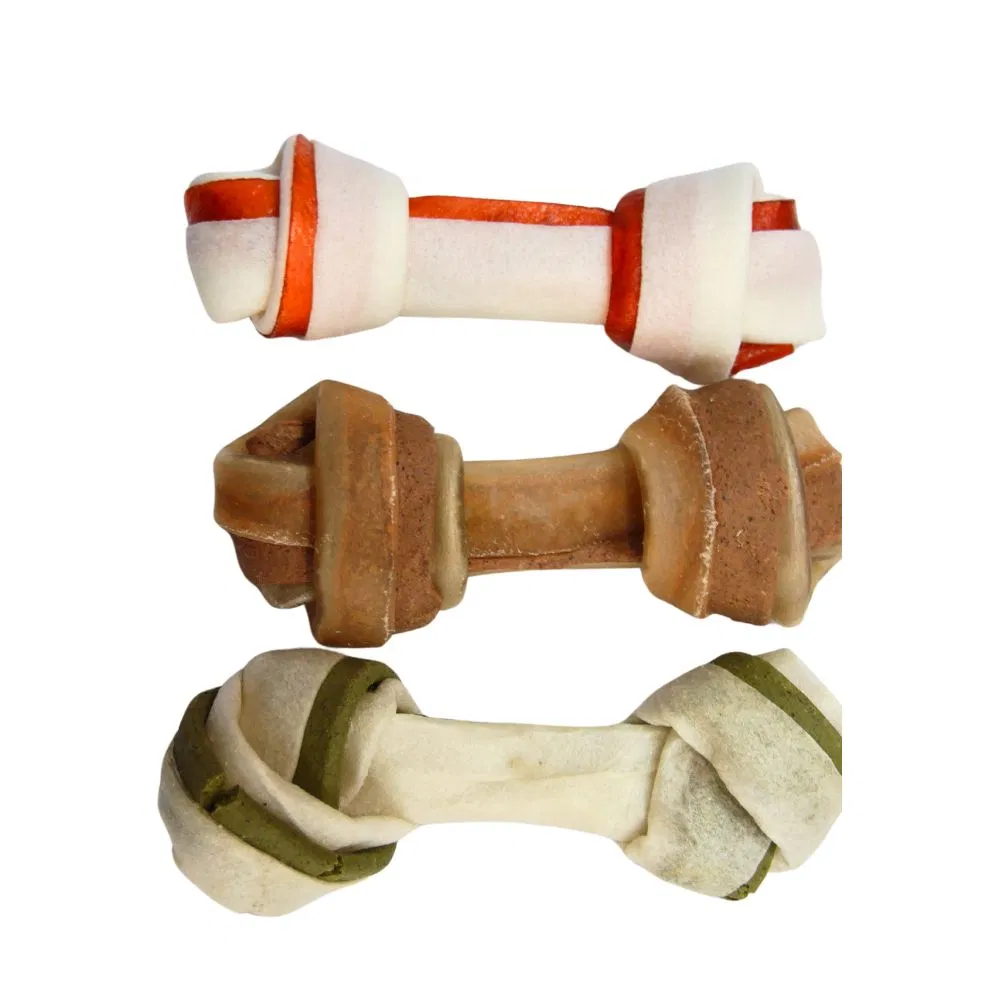 Wholesale Stock Healthy Dog Molars Treats Natural Cowhide Beef Leather Knot Bone