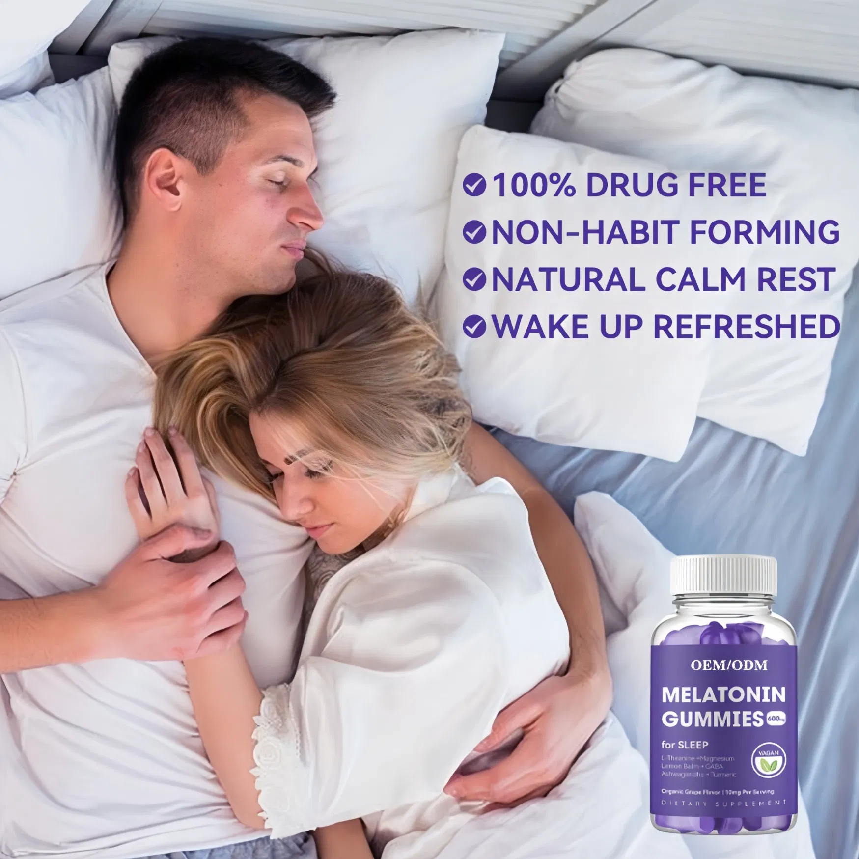 Factory Custom Effective Sleep Aid Health Supplements Blueberry Flavor Magnesium Melatonine Sleeping Gummies