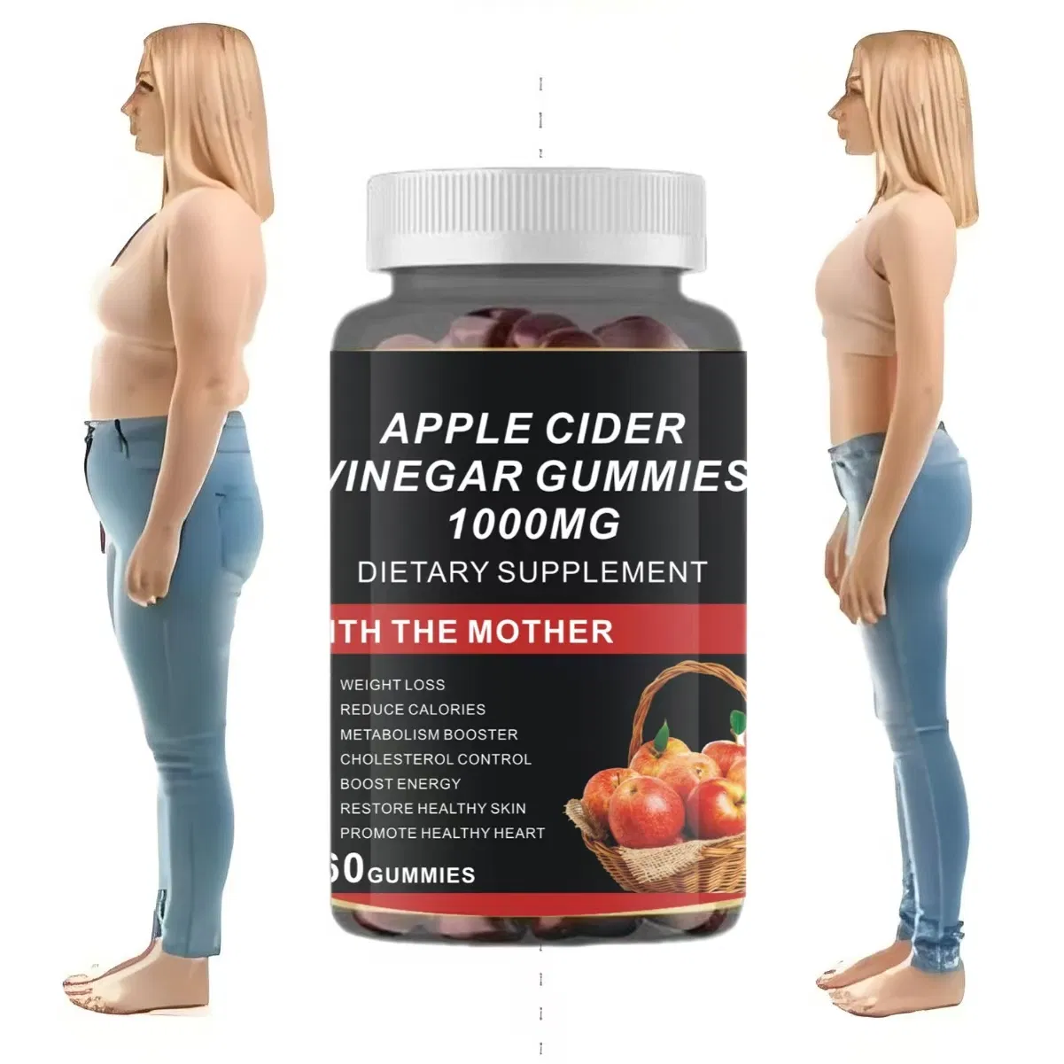 OEM Apple Cider Vinegar Gummies Balance Blood Sugar Aid Detox Dietary Supplement Weight Loss