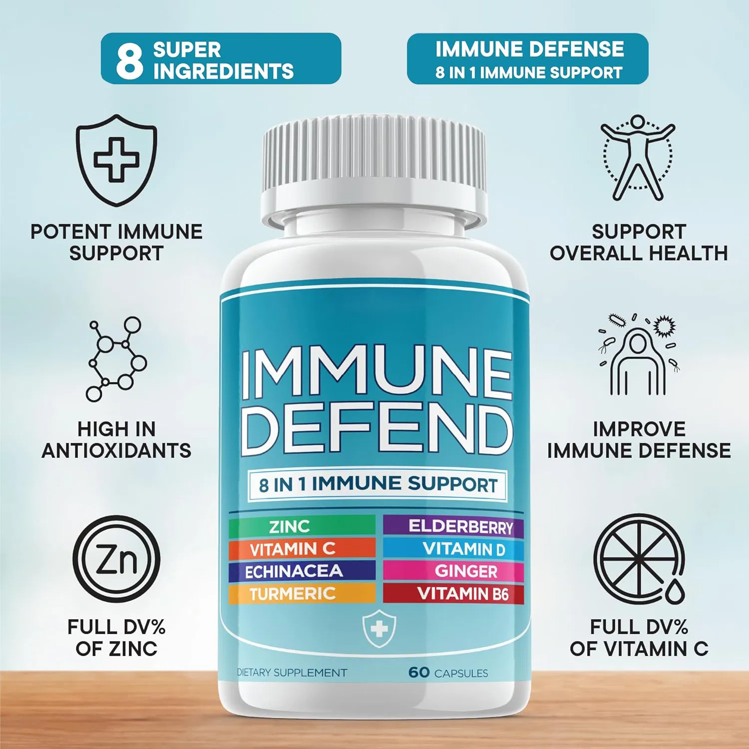 Echinacea Capsules High Potency Immune Support Supplement Immune Booster System Defense Dietary Supplement