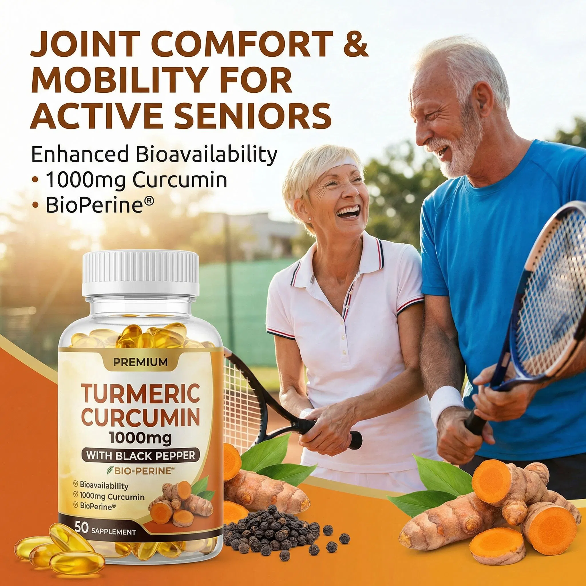 Turmeric Curcumin 1000mg with Black Pepper Softgels for Joint Pain Relief Active Seniors Bioperine Enhanced