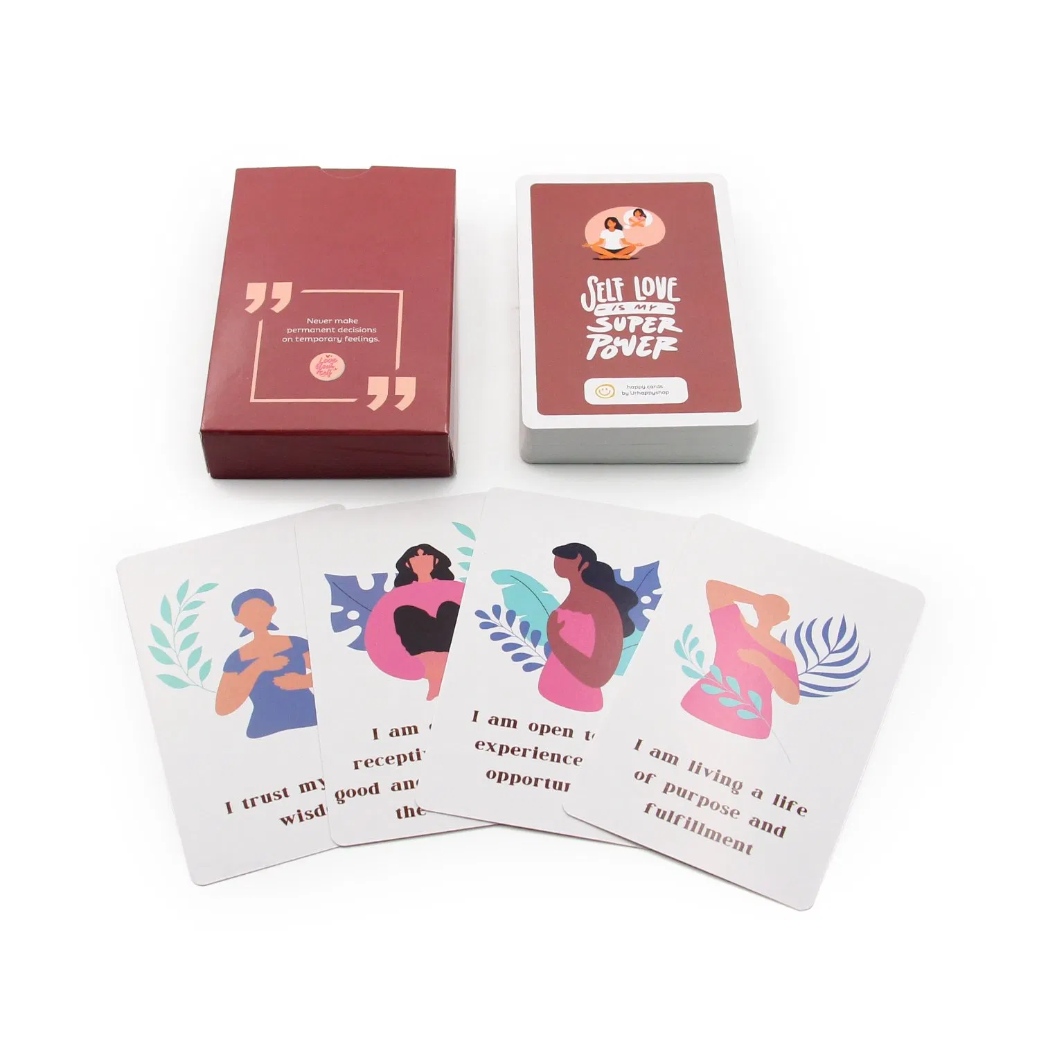 Custom Logo Mindful Mental Health Mindfulness Wellness Motivational Playing Card Deck Paper Affirmation Card Deck
