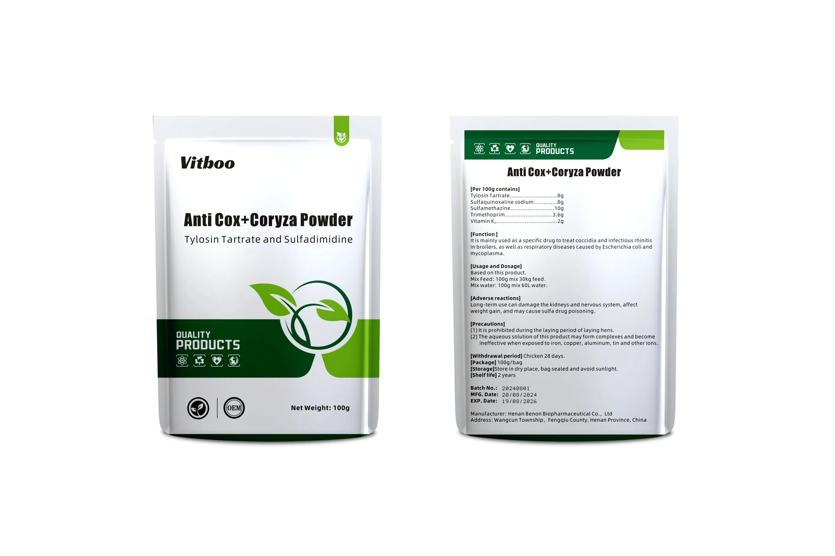 Vitboo Anti-Coccidiosis Soluble Powder Veterinary Medicine Diarrhea Prevention Coryza Treatment