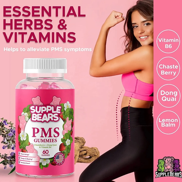 Ausreson OEM Supplements Pms Gummy Vitamin Relief Women's Menstrual Pain Pms Gummies