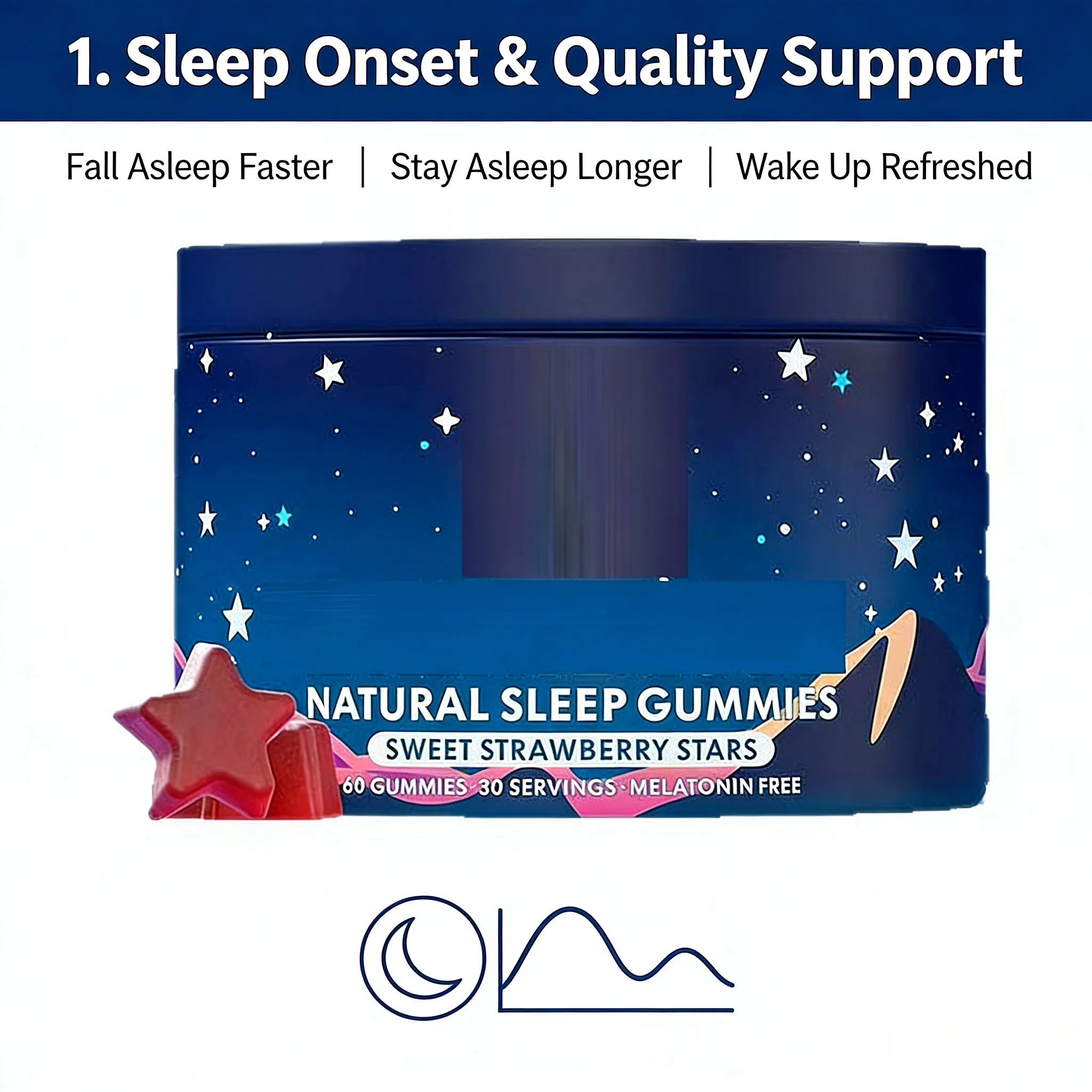 Sleep Melatonin Gummies - Vegan Dietary Supplement for Peaceful Sleep Nights
