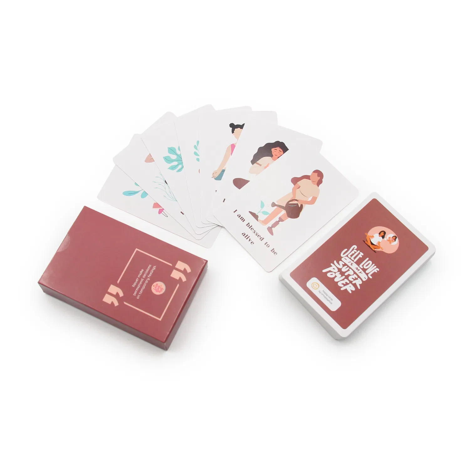 Custom Logo Mindful Mental Health Mindfulness Wellness Motivational Playing Card Deck Paper Affirmation Card Deck