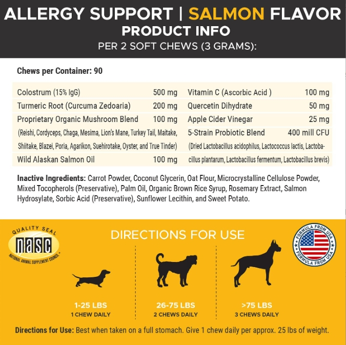 Dog Allergy and Immune Probiotic Chewable Tablets Support