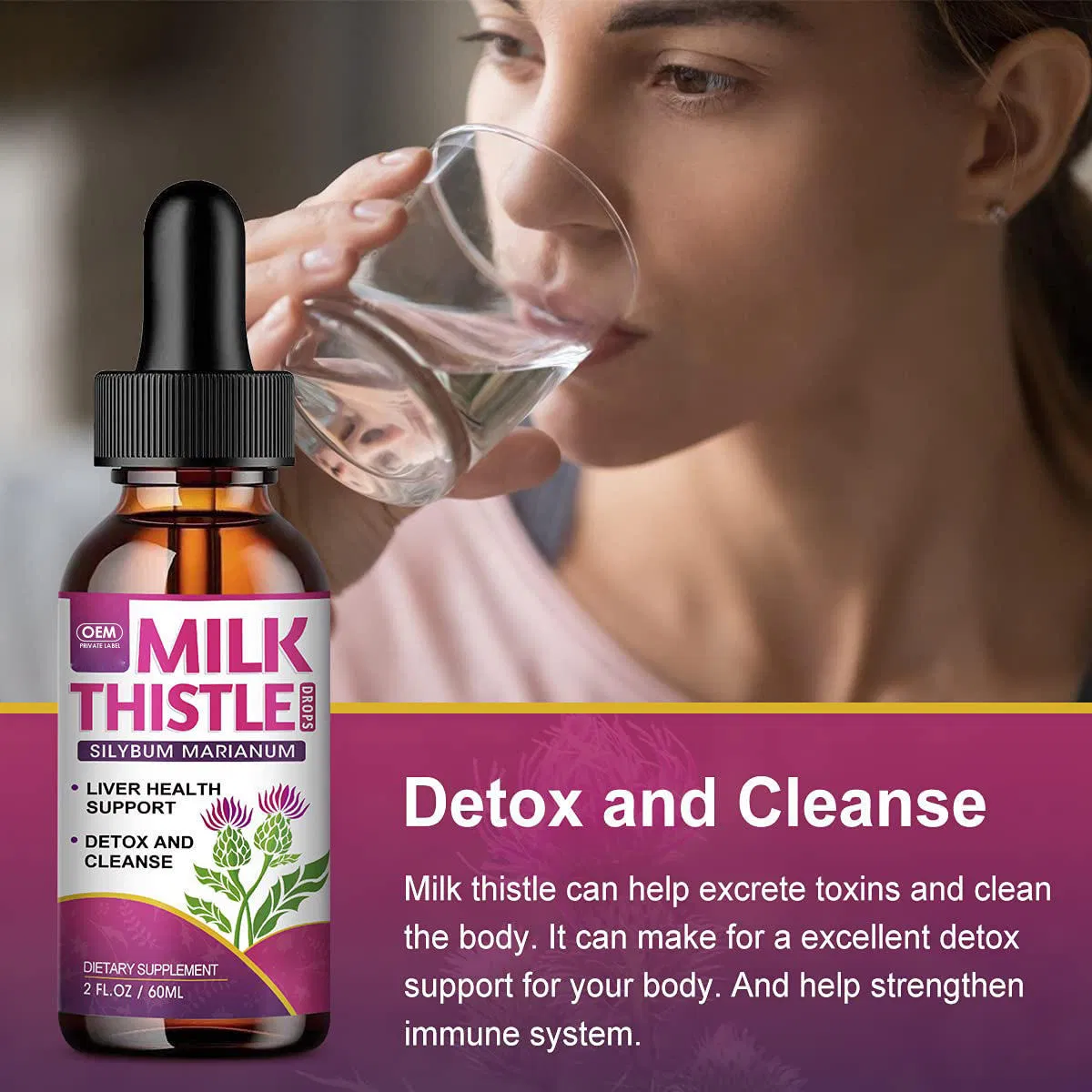 Private Label Organic Milk Thistle Extract Liquid Drops Tea Liver Support Detox Health Milk Thistle Extract Supplement