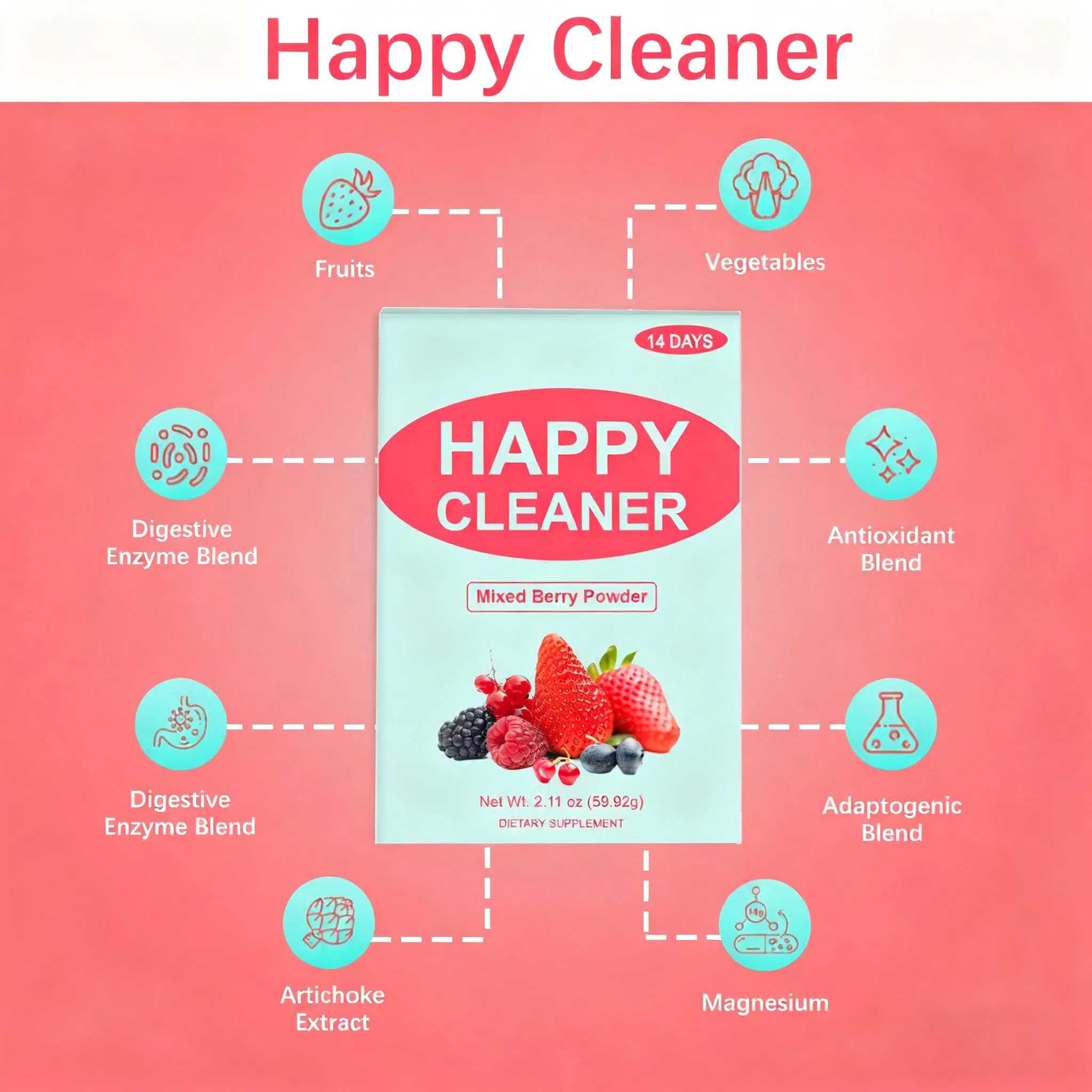 Private Label Herbal Supplements Happy Cleaner Powder Beverage Burning Boost Weight Loss Products