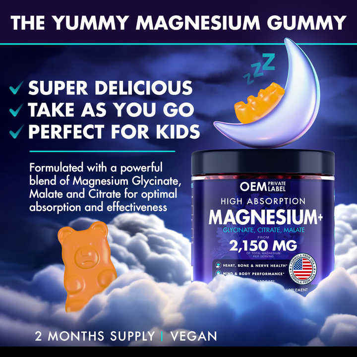 Magnesium Glycinate Gummies - High Absorption Magnesium Complex Sleep Aid Supplement for Adults and Kids