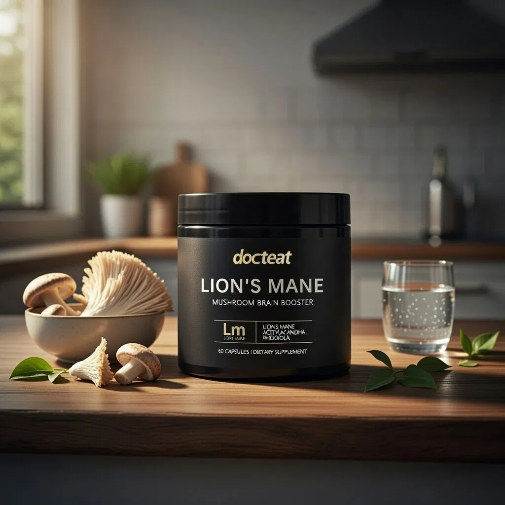 Lion's Mane Capsules - Mushroom Brain Booster for Cognitive Health Dietary Supplement