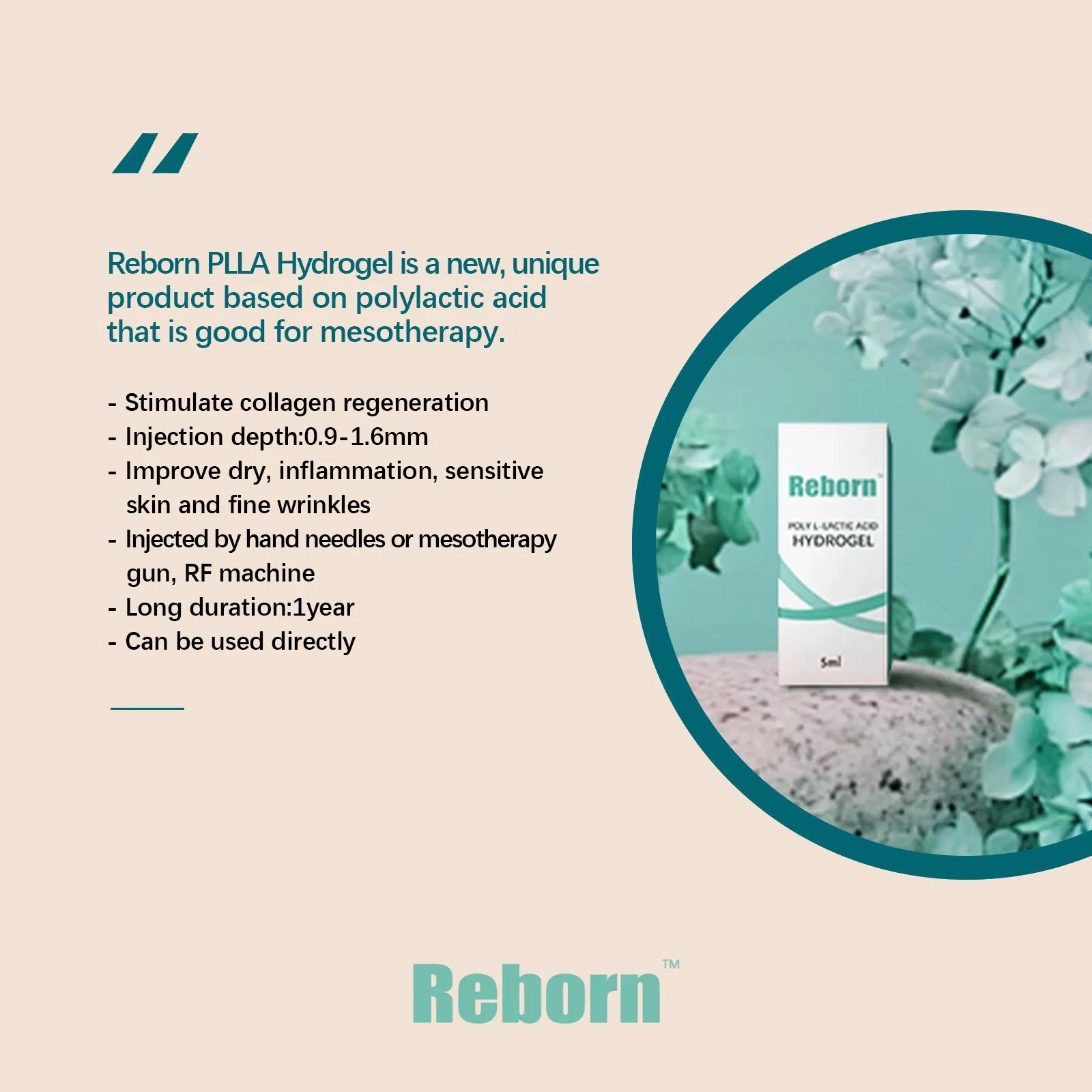 Mesotherapy Product Reborn Plla Hydrogel for Eyes Care Biostimulator 5ml Liquid Gel Results in 5-7 Days for Hydration and Skin Firmness