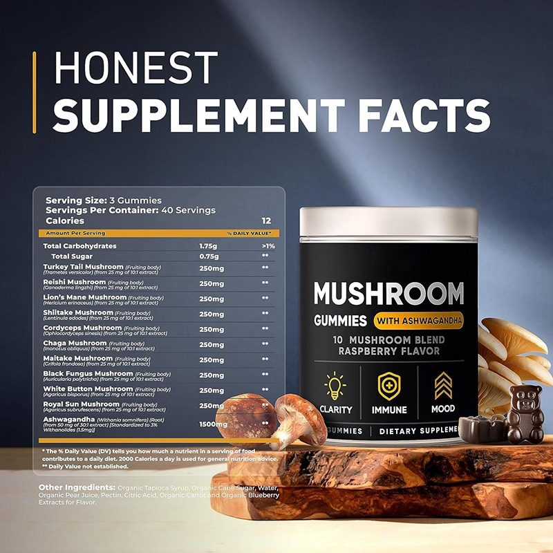 OEM Private Label Mushroom Gummies Brain Booster Immune Support Energy