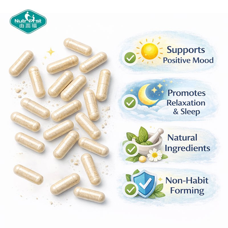 Natural Relaxation &amp; Sleep Aid Supplement with L-Tryptophan 5-Htp Magnesium B6 Capsules