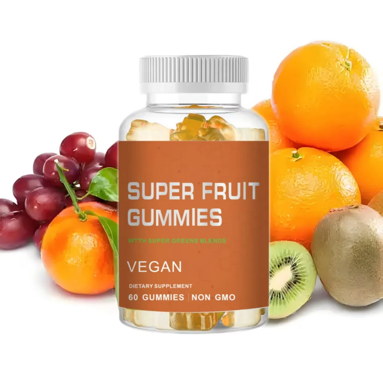 Private Label Super Fruits &amp; Greens Gummies Immune Support Improve Skin Health