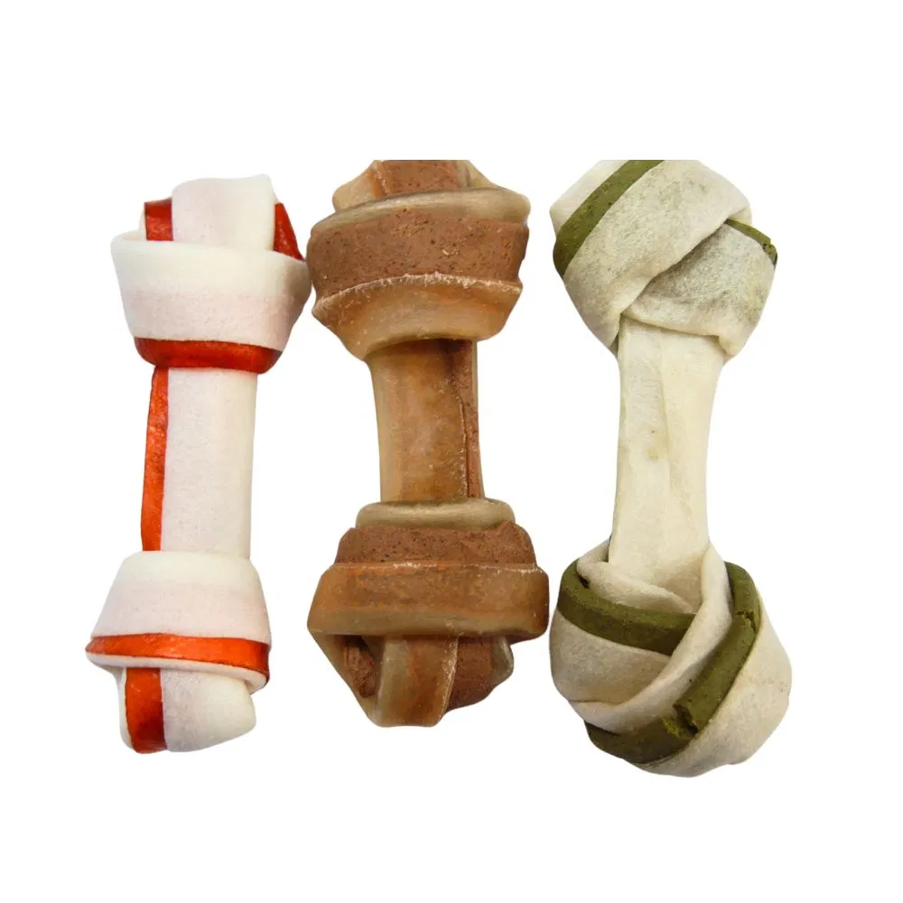 Hot Sale Fresh Flavor Dog Treats Snack Pet Supply OEM Rawhide Knot Bone