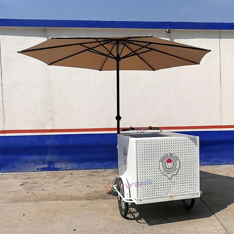Takeaway Tricycle Cold Drink Cart Ice Salad Tricycle Food Cart