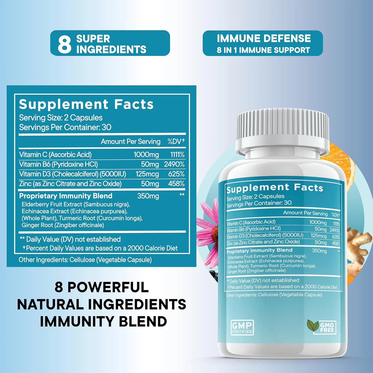 Echinacea Capsules High Potency Immune Support Supplement Immune Booster System Defense Dietary Supplement