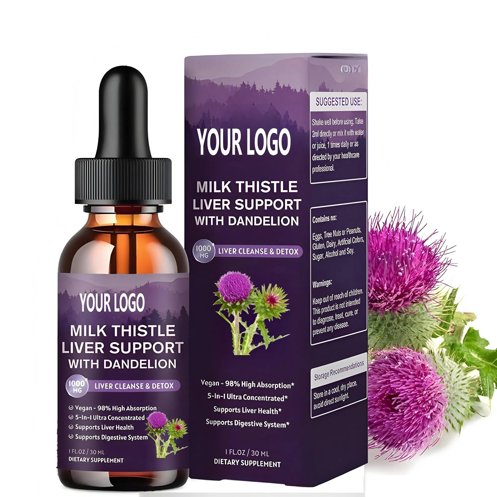 OEM ODM Private Label Milk Thistle Extract Liver Support Drops Health Supplement