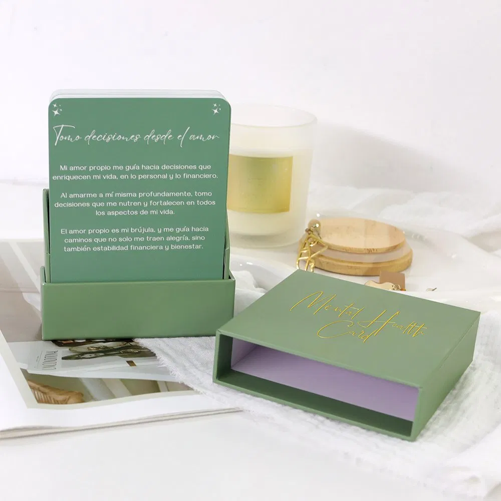 Custom Paper Mindful Mental Health Wellness Motivational Affirmation Card Deck Cards with Box