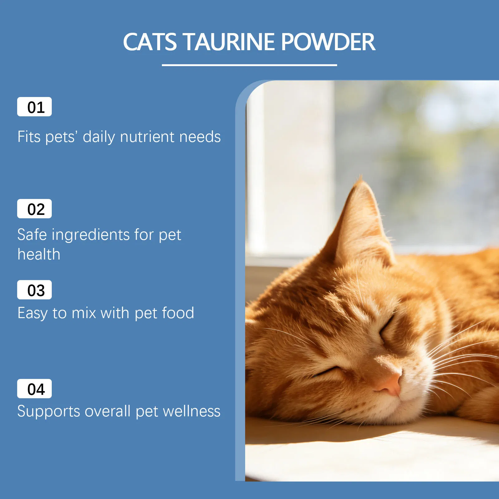 OEM/ODM Taurine Powder for Cat Food Grain Free Cardiac &amp; Immune Support