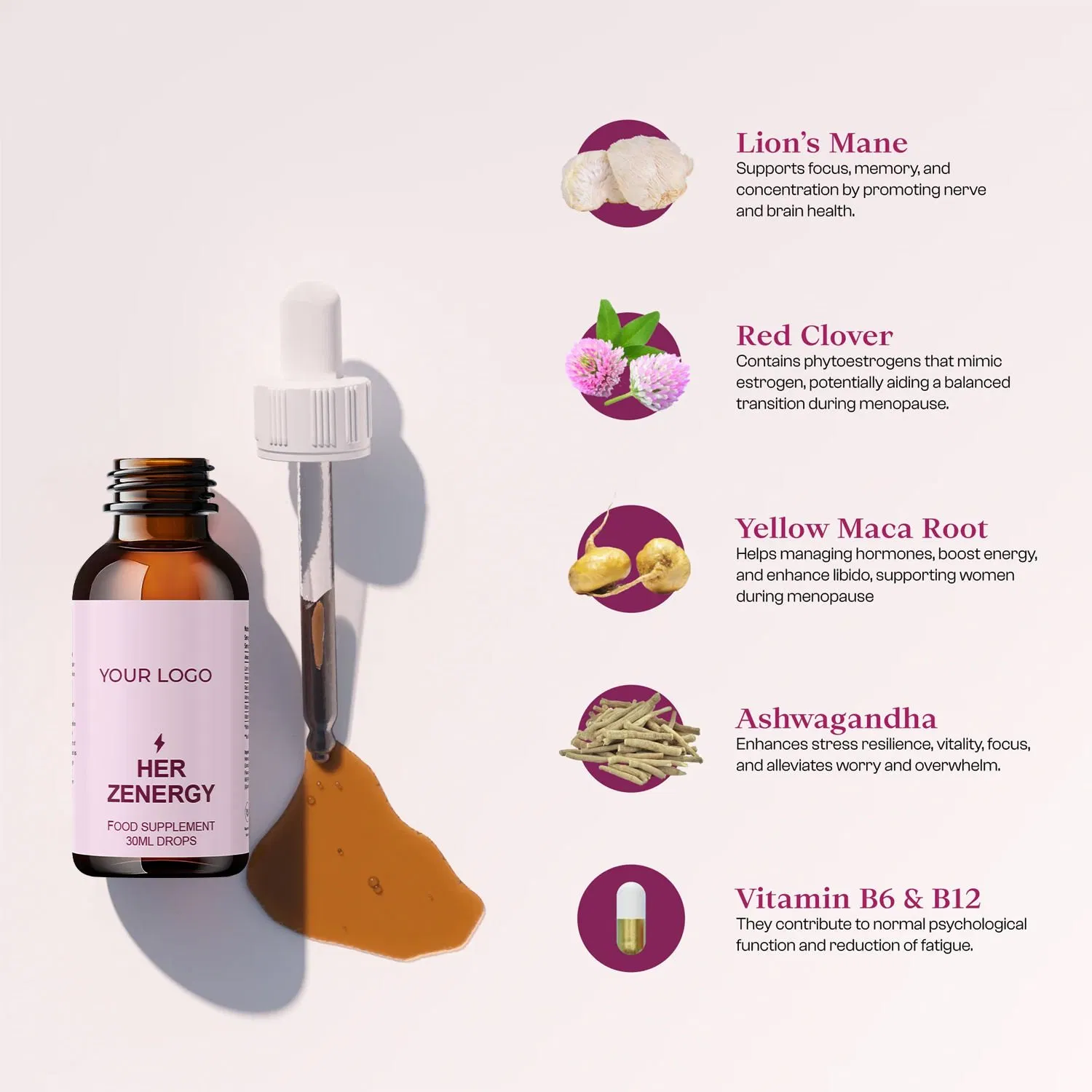 OEM Menopause Energy Drops for Mental Clarity and Emotional Wellness