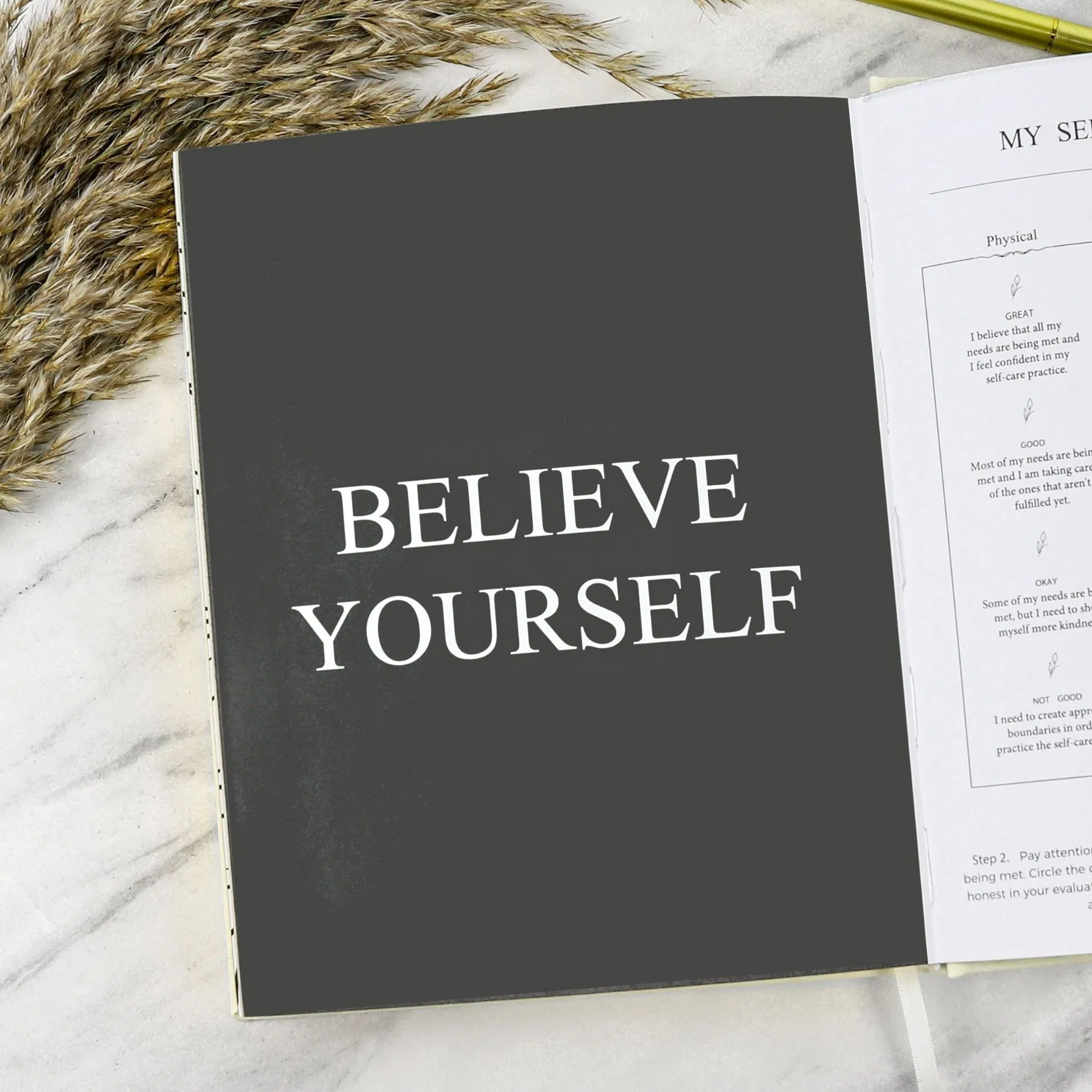 Self Care Positive Motivational Wellness Mental Health Journal Meal Planner Affirmation Notebook for Woman