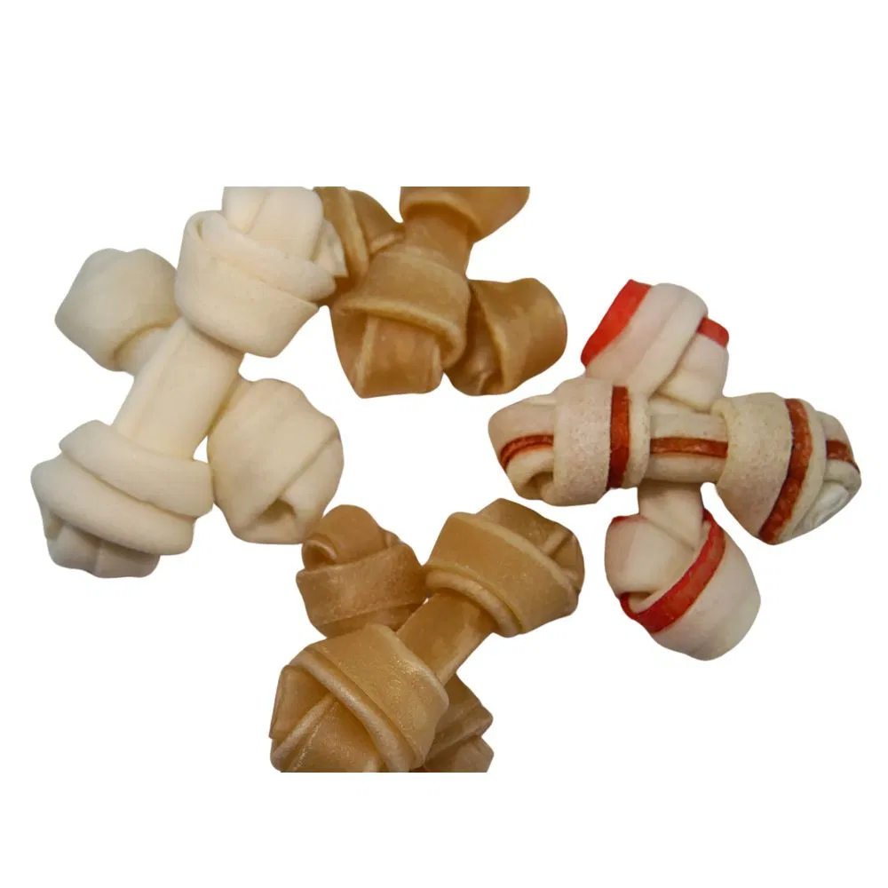 Hot Sale Fresh Flavor Dog Treats Snack Pet Supply OEM Rawhide Knot Bone