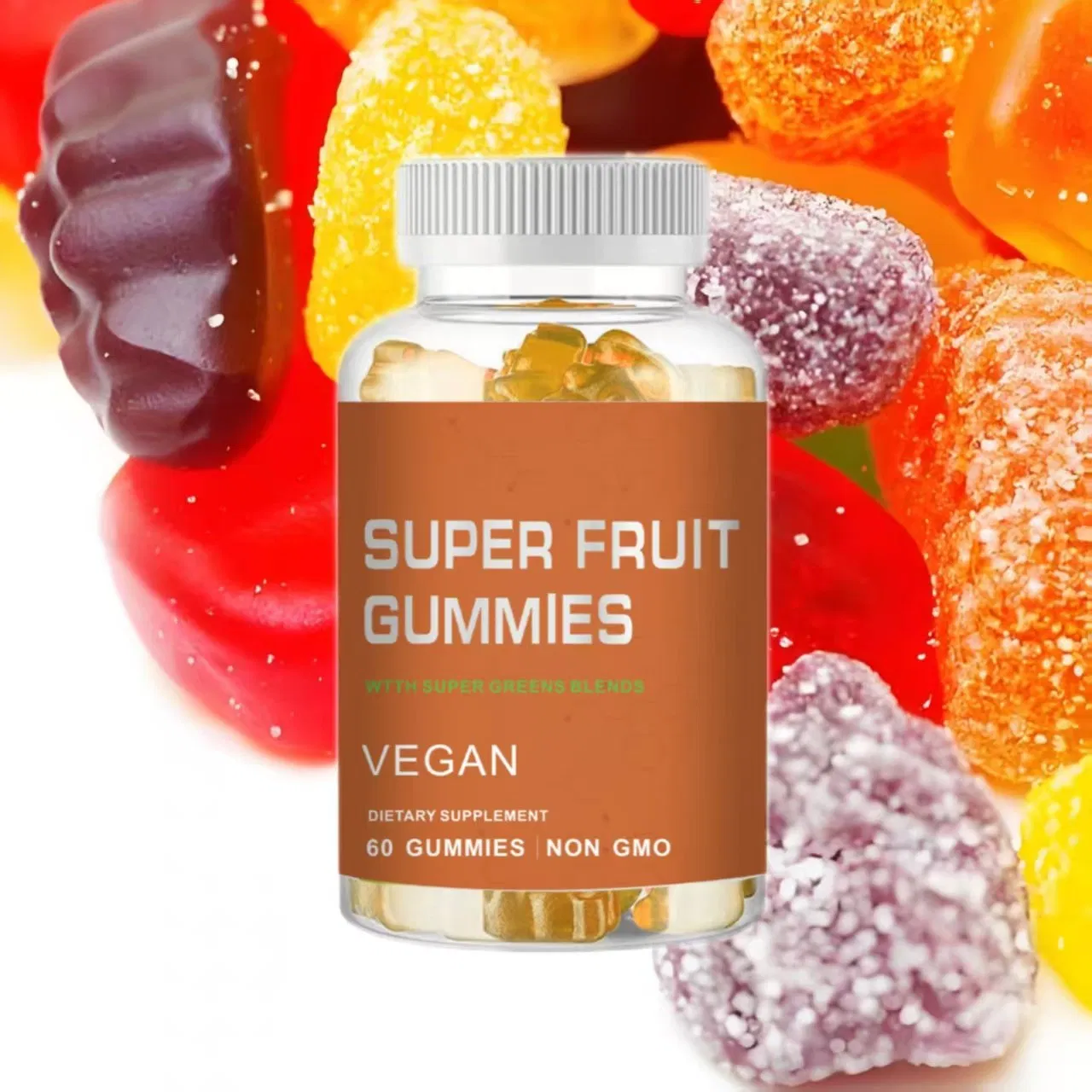 Private Label Super Fruits &amp; Greens Gummies Immune Support Improve Skin Health