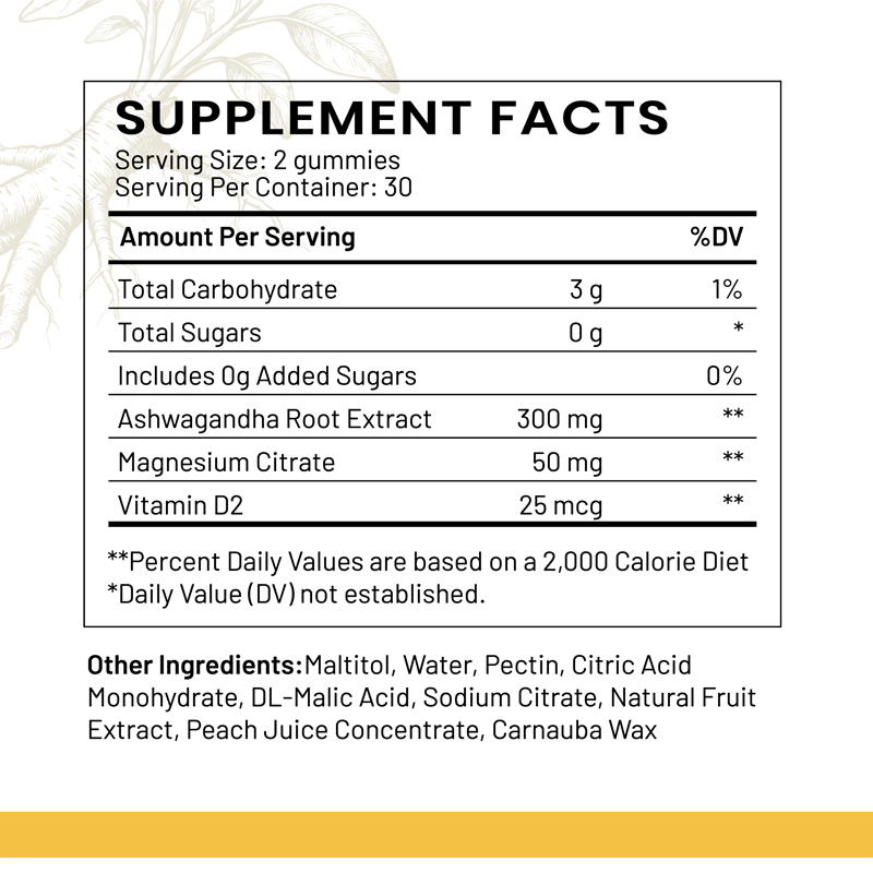 Private Label Ashwagandha Gummies Ashwagandha Root Extract Natural Wellness Supplements