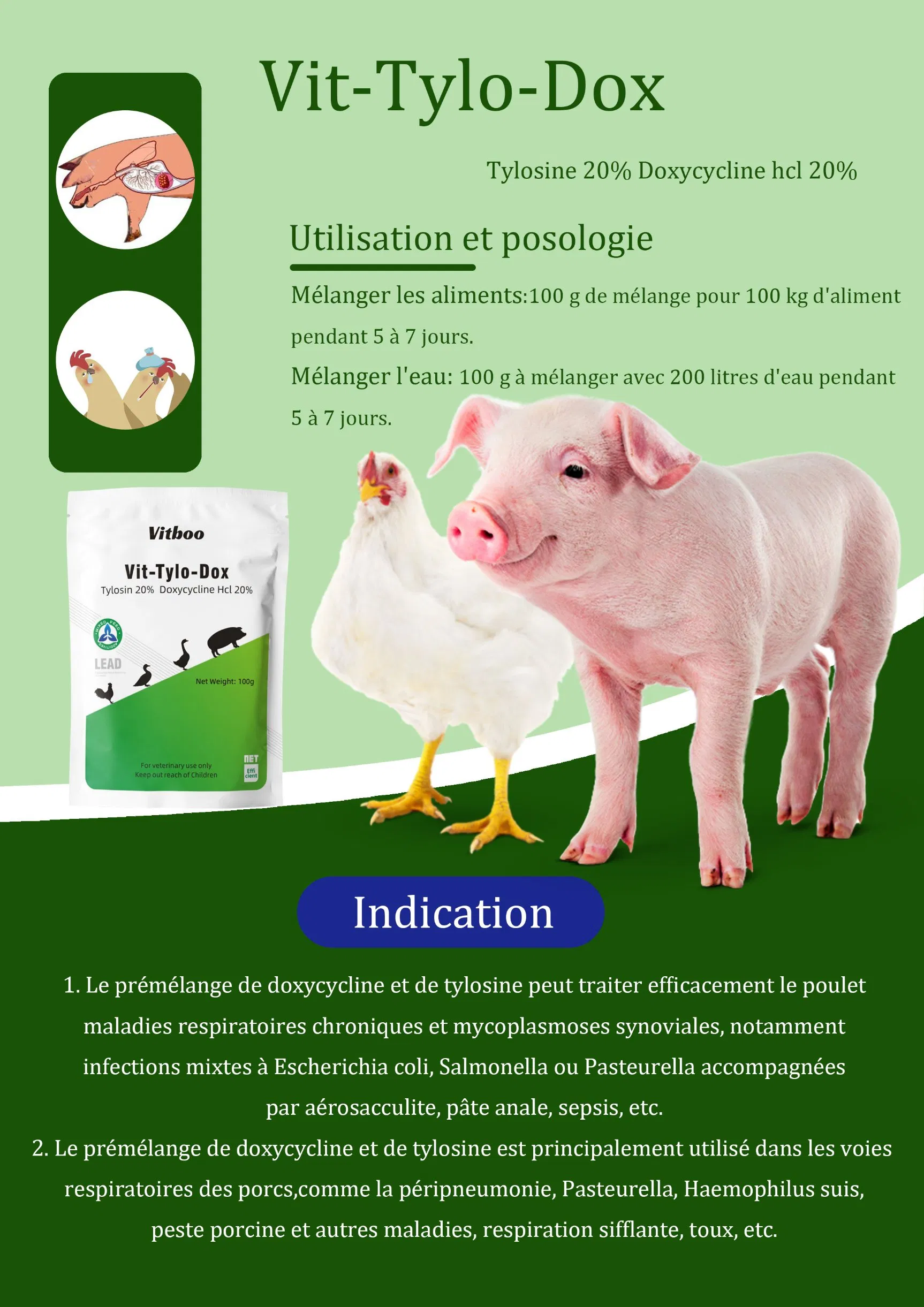 Antibiotics 100g Tylosin 20% Doxycycline HCl 20% Tylo20% Doxy20%
